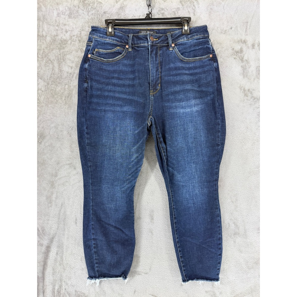 Judy Blue Womens Skinny Fit Dark Wash Raw Hem High Rise Jeans 16W JB88527